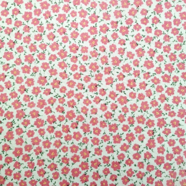Small Cerise Flowers on White